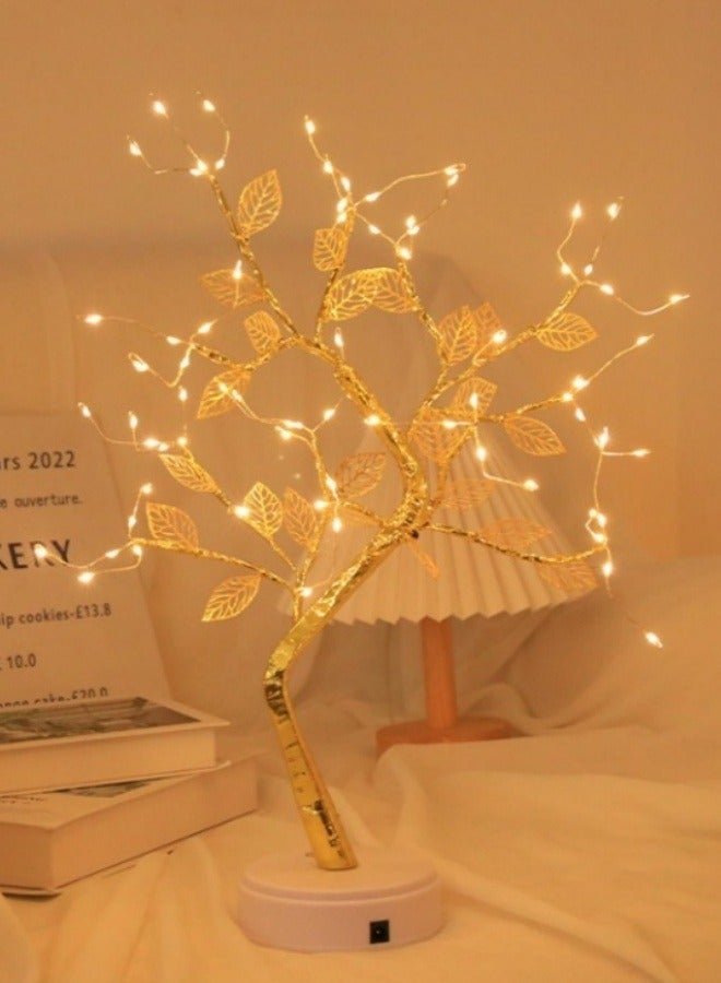 FPC 72 LED Warm White Copper Wire Tree Branch Night Light USB Powered Desk Lamp with Touch Switch for Home Bedroom Decoration Tabletop Bonsai Artificial Tree  - Image 2