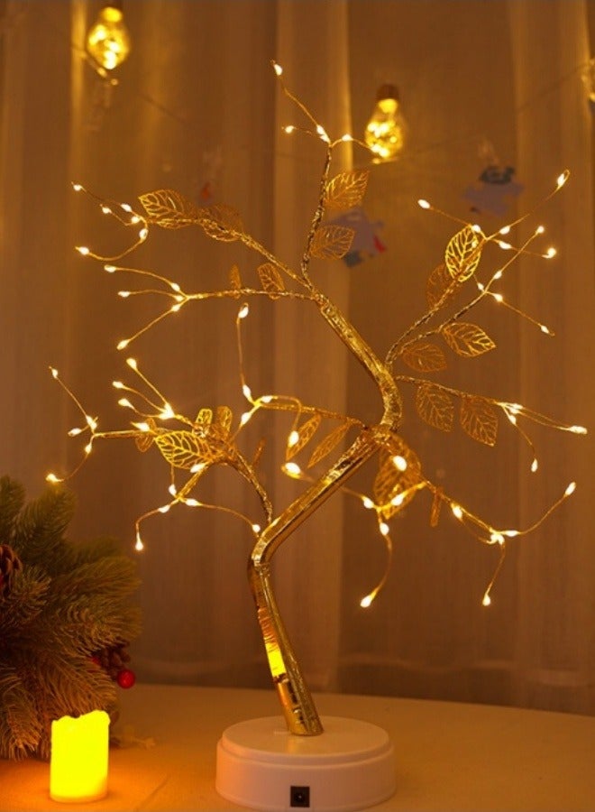 FPC 72 LED Warm White Copper Wire Tree Branch Night Light USB Powered Desk Lamp with Touch Switch for Home Bedroom Decoration Tabletop Bonsai Artificial Tree  - Image 3