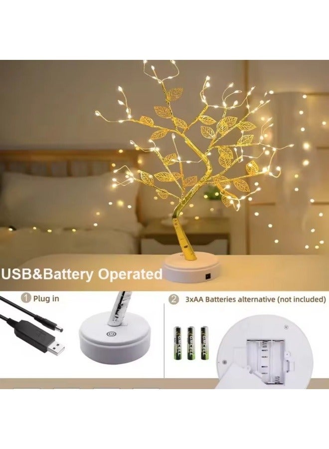 FPC 72 LED Warm White Copper Wire Tree Branch Night Light USB Powered Desk Lamp with Touch Switch for Home Bedroom Decoration Tabletop Bonsai Artificial Tree  - Image 5