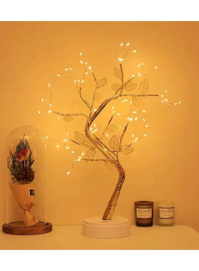 FPC 72 LED Warm White Copper Wire Tree Branch Night Light USB Powered Desk Lamp with Touch Switch for Home Bedroom Decoration Tabletop Bonsai Artificial Tree  - Image 4