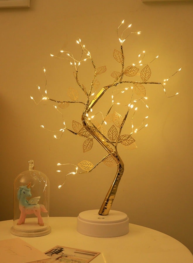 FPC 72 LED Warm White Copper Wire Tree Branch Night Light USB Powered Desk Lamp with Touch Switch for Home Bedroom Decoration Tabletop Bonsai Artificial Tree  - Image 1