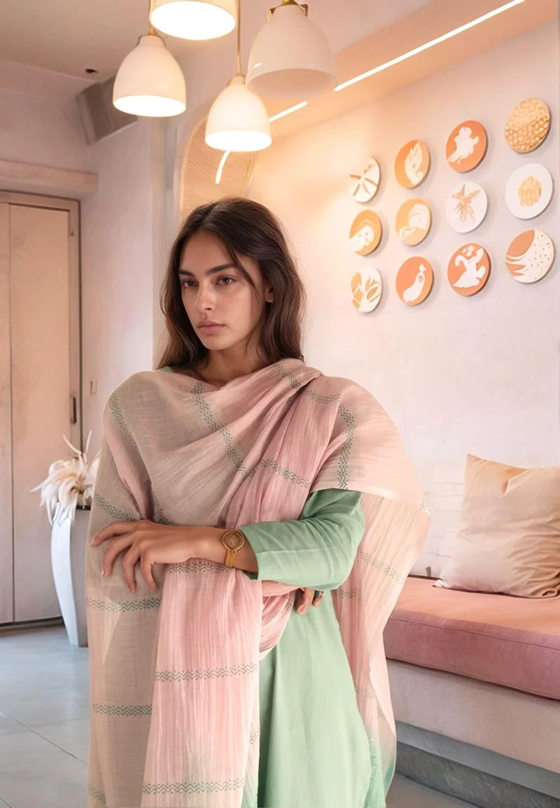 GoSriKi Pista GoSriKi Women's Rayon Viscose Straight Solid Kurta with Pant & Dupatta (Paradise PISTA-VKS02-GS_L_Pista_Large) for Women | Best Price UAE