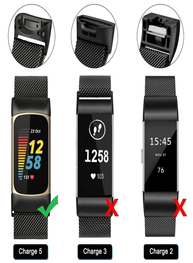 سوار Vanjua بديل لسوار Fitbit Charge 6 / Charge 5 للرجال والنساء، مصنوع من الفولاذ المقاوم للصدأ، مزود بحلقة شبكية معدنية قابلة للتعديل ومغناطيس، متوافق مع جهاز تتبع اللياقة البدنية Fitbit Charge 6 / Charge 5، قطعة واحدة. - Image 2