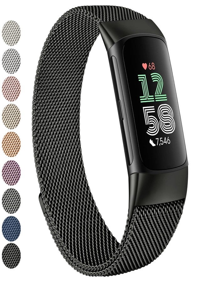 سوار Vanjua بديل لسوار Fitbit Charge 6 / Charge 5 للرجال والنساء، مصنوع من الفولاذ المقاوم للصدأ، مزود بحلقة شبكية معدنية قابلة للتعديل ومغناطيس، متوافق مع جهاز تتبع اللياقة البدنية Fitbit Charge 6 / Charge 5، قطعة واحدة. - Image 1