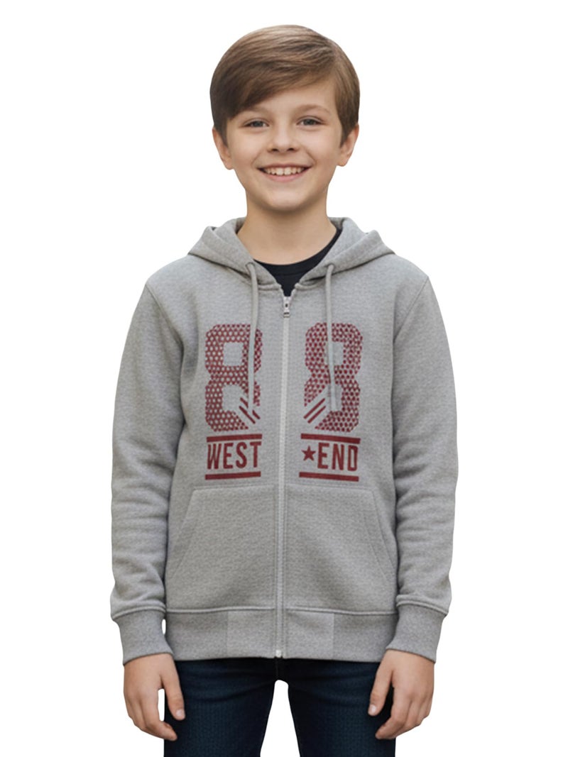 ONN Boys Super Soft Cotton Hoodie Jacket| Cross Pockets|Ribbed Cuff|Modern Fit| Pack of 1| Grey Melange (3-4 Years) - Image 1