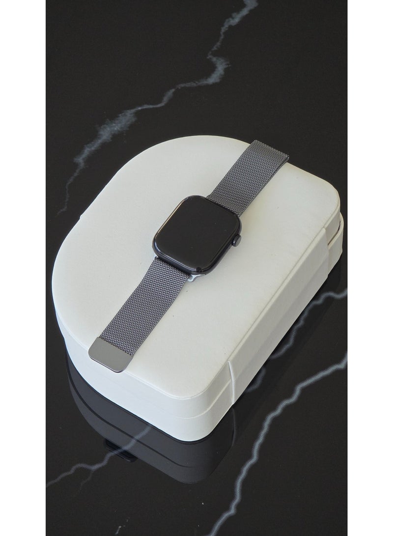 Premium 46mm Milanese Magnetic Loop Apple Watch Band | Stainless Steel Metal Mesh Strap | Dark Silver - Image 1