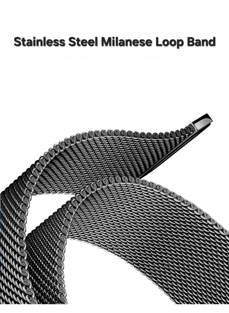 Premium 46mm Milanese Magnetic Loop Apple Watch Band | Stainless Steel Metal Mesh Strap | Dark Silver - Image 2