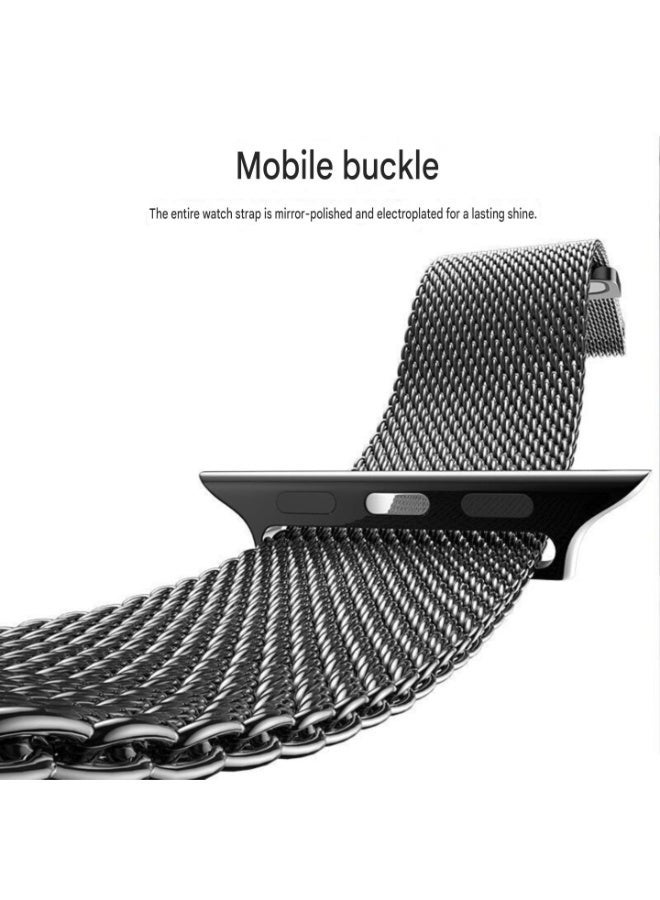 Premium 46mm Milanese Magnetic Loop Apple Watch Band | Stainless Steel Metal Mesh Strap | Dark Silver - Image 4