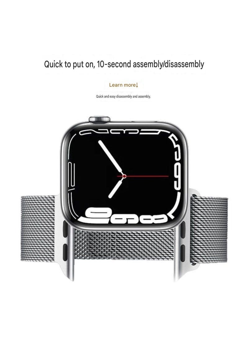 Premium 46mm Milanese Magnetic Loop Apple Watch Band | Stainless Steel Metal Mesh Strap | Dark Silver - Image 3