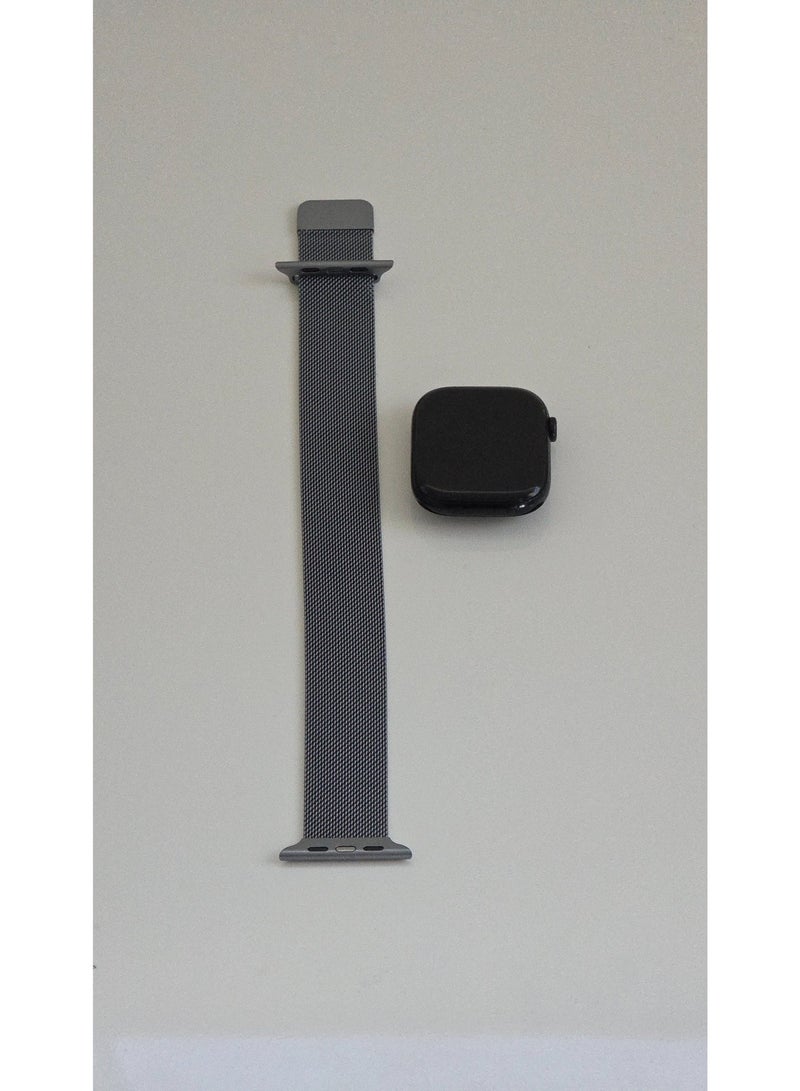 Premium 46mm Milanese Magnetic Loop Apple Watch Band | Stainless Steel Metal Mesh Strap | Dark Silver - Image 5