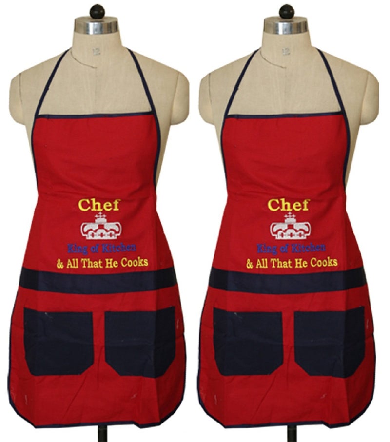 Kuber Industries PVC 2 Piece Kitchen Apron with Front Pocket Set - Multicolour - Image 4