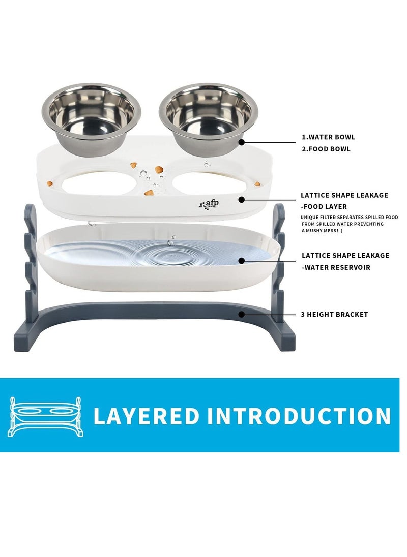 all for paws Elevated Double Dinner Feeder Bowl Stainless Steel Dog Cat Food And Water Bowl Height Adjustable All For Paws Lifestyle 3-in-1  - Image 3