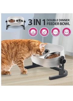 all for paws Elevated Double Dinner Feeder Bowl Stainless Steel Dog Cat Food And Water Bowl Height Adjustable All For Paws Lifestyle 3-in-1  - Image 5