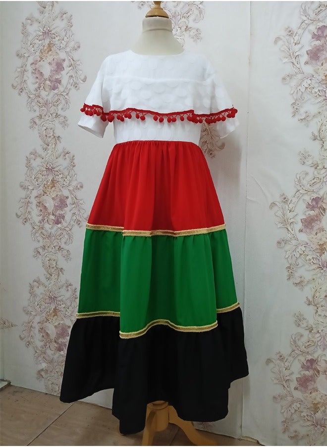 Lamora - Red Baloon Lace Traditional UAE National Day Emirates Flag Cloth Dress - Image 1