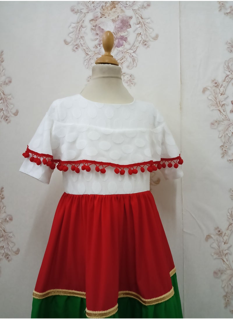 Lamora - Red Baloon Lace Traditional UAE National Day Emirates Flag Cloth Dress - Image 1