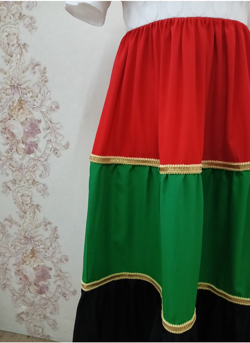 Lamora - Red Baloon Lace Traditional UAE National Day Emirates Flag Cloth Dress - Image 1