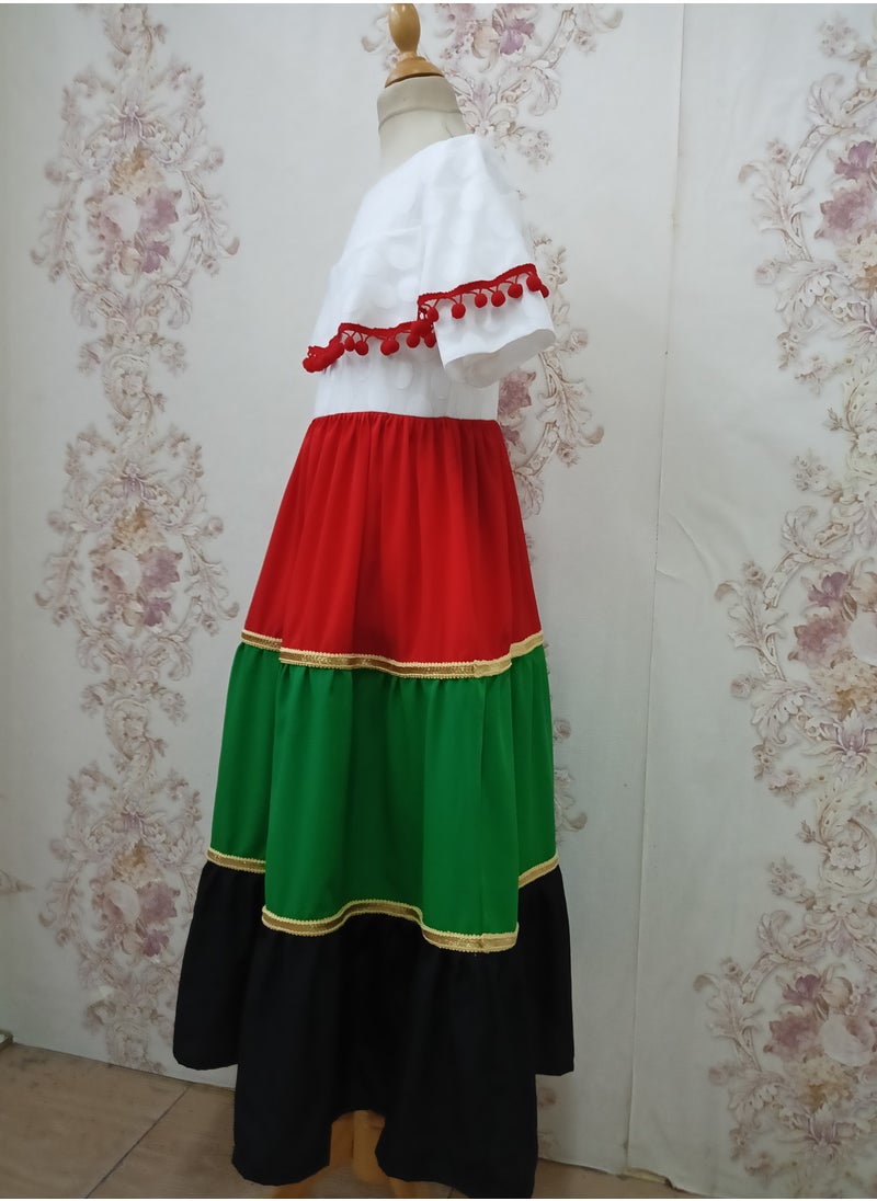 Lamora - Red Baloon Lace Traditional UAE National Day Emirates Flag Cloth Dress - Image 1
