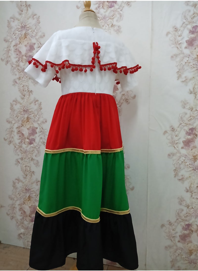 Lamora - Red Baloon Lace Traditional UAE National Day Emirates Flag Cloth Dress - Image 1