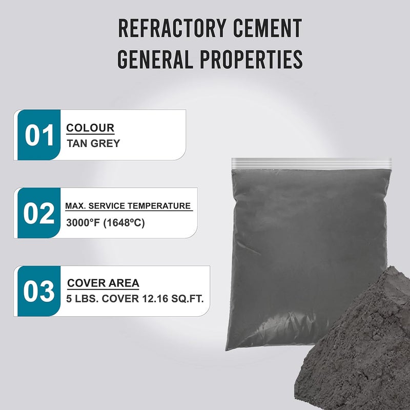 Simond STORE Refractory Cement 5 Pound – High Temperature (3000F) Rated – Refractory Coating for Ceramic Fiber Insulation in Blacksmithing Forge, Kiln, Smelting Furnace - Image 4