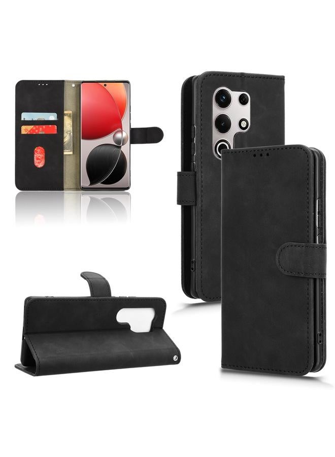 Zaboon For itel S25 Ultra Skin Feel Magnetic Flip Leather Phone Case(Black)