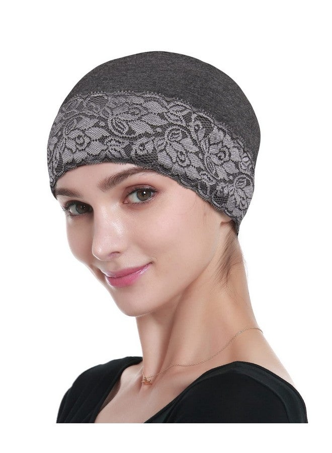 Alnorm Lace Turban Head Wrap Head Coverings For Women Sleep Caps For Women Short Hair Grey - Image 1