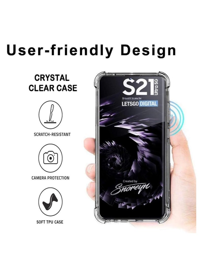 حافظة هاتف سامسونج جالاكسي S21 ألترا 5G مضادة للصدمات شفافة صلبة نحيفة واقية لهاتف سامسونج S21 ألترا 5G حافظة شفافة بامبر - Image 4