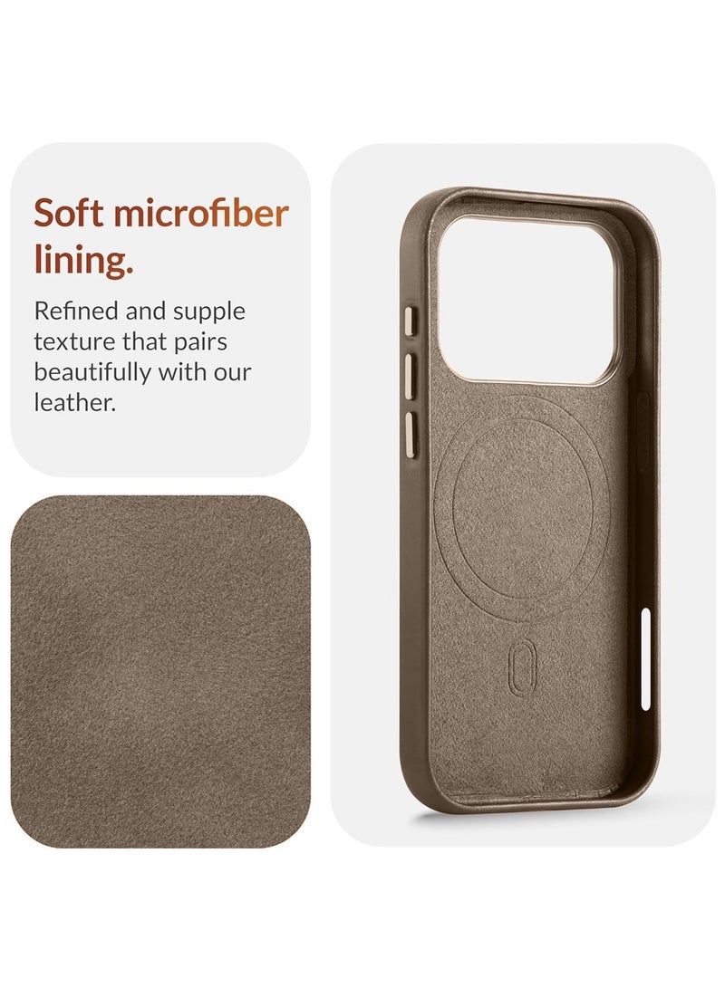 دبليو تيك حافظة شحن لاسلكي مغناطيسية جلدية فاخرة لجهاز آبل آيفون 17 برو 5G لعام 2025 - بني غامق - Image 3