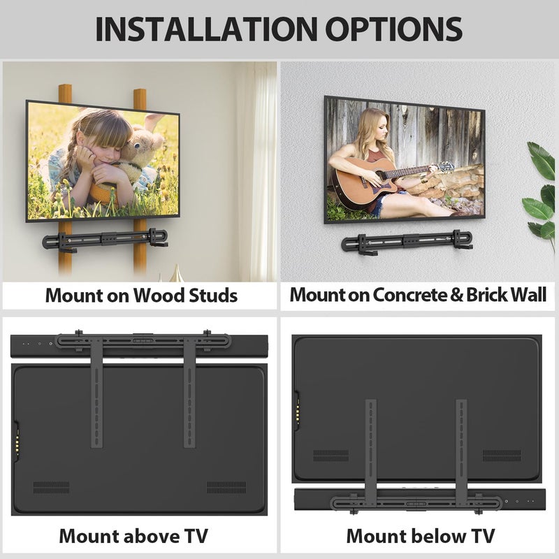 USX MOUNT Universal Soundbar Mount, Sound Bar TV Bracket for Soundbar with Speaker, Fits 2 Installation Options, Removable No-Slip Base Holder Extends 3.46â€-6.06â€ - Image 2
