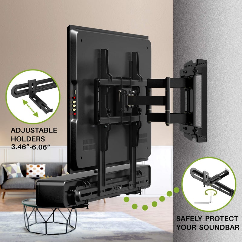 USX MOUNT Universal Soundbar Mount, Sound Bar TV Bracket for Soundbar with Speaker, Fits 2 Installation Options, Removable No-Slip Base Holder Extends 3.46â€-6.06â€ - Image 4