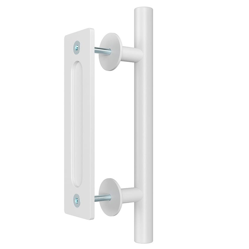 SMARTSTANDARD 12 Barn Door HandlesSliding Barn Door Pull Handle White Heavy Duty Large Rustic TwoSide Design for Gates Garages Sheds Furniture Solid Steel Material Round - Image 2