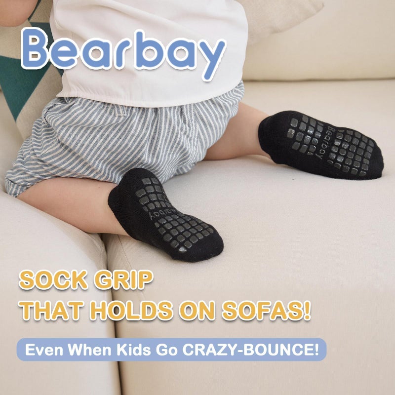 Bearbay Baby Non Slip Ankle Socks with Grippers (9 Pair) for 0 months-7 years old Walking Socks for Infant Toddler Kids Boys Girls - Image 5
