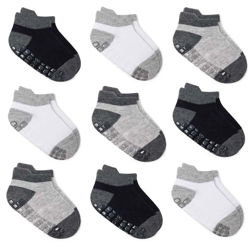 Bearbay Baby Non Slip Ankle Socks with Grippers (9 Pair) for 0 months-7 years old Walking Socks for Infant Toddler Kids Boys Girls - Image 1
