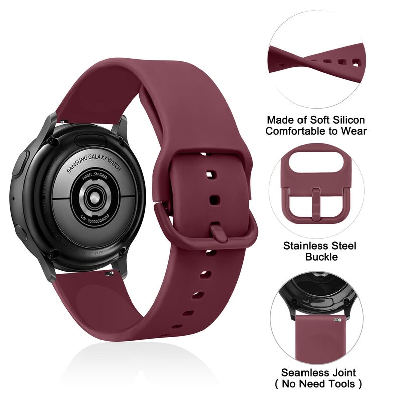 Meliya Band for Samsung Galaxy Watch 3 Bands 41mm Women Men, 20mm Soft TPU Sport Strap Replacement Band for Galaxy Watch 3 41mm (Black+WineRed+Glistening Rose Gold) - Image 2