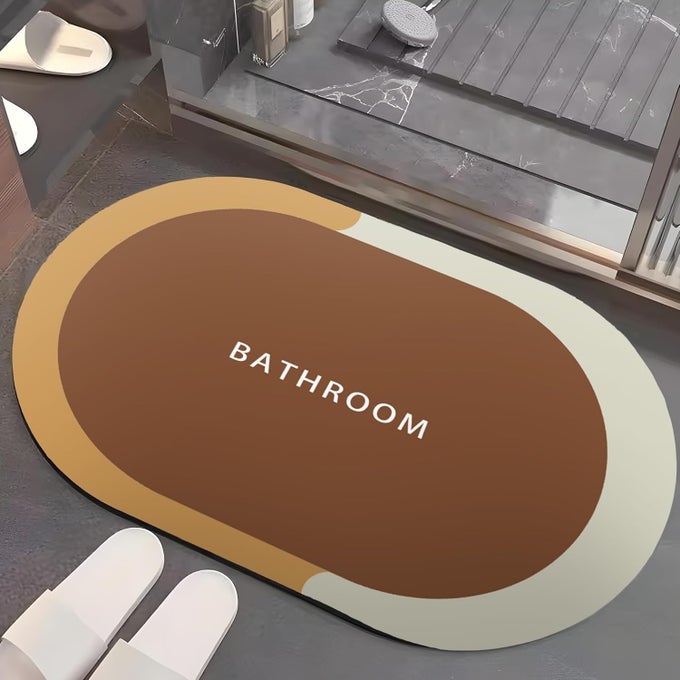 POLYESTER NON-WOVEN FELT BATHROOM MAT(40 * 60CM) BATH MAT | ANTI SKID MAT FOR BATHROOM FLOOR | BATHROOM ACCESSORIES | BATHROOM MATS WATER SOAK | NON SLIP MAT FOR BATHROOM | FLOOR MAT (BROWN)
