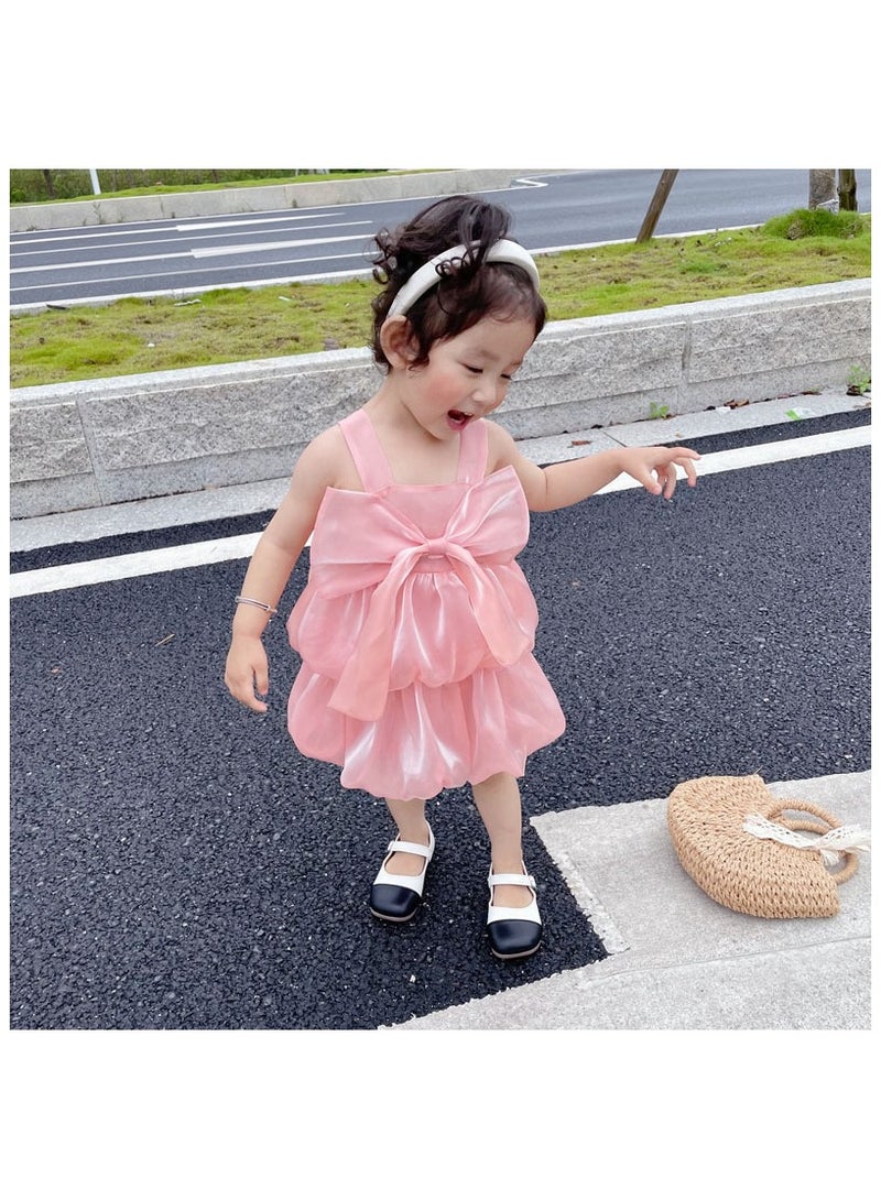 Girls' Sleeveless Puff Princess Dress – Elegant Party Dress for Kids, Princess Dresses for Girls, Birthday Dress, Tulle Dress, Girls Frock – Pink - Image 5