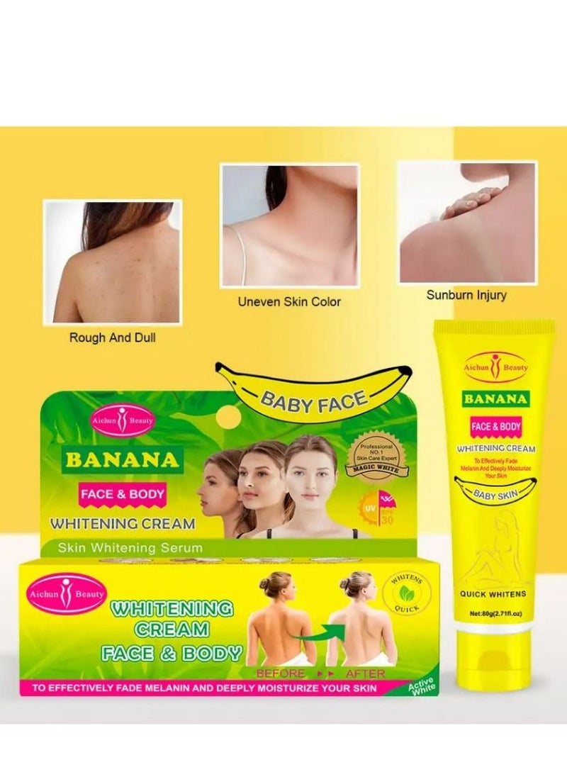 Aichun beauty Professional Whitening Cream Face & Body Banana Magic Whitening Cream For All Skin 80 g  - Image 1