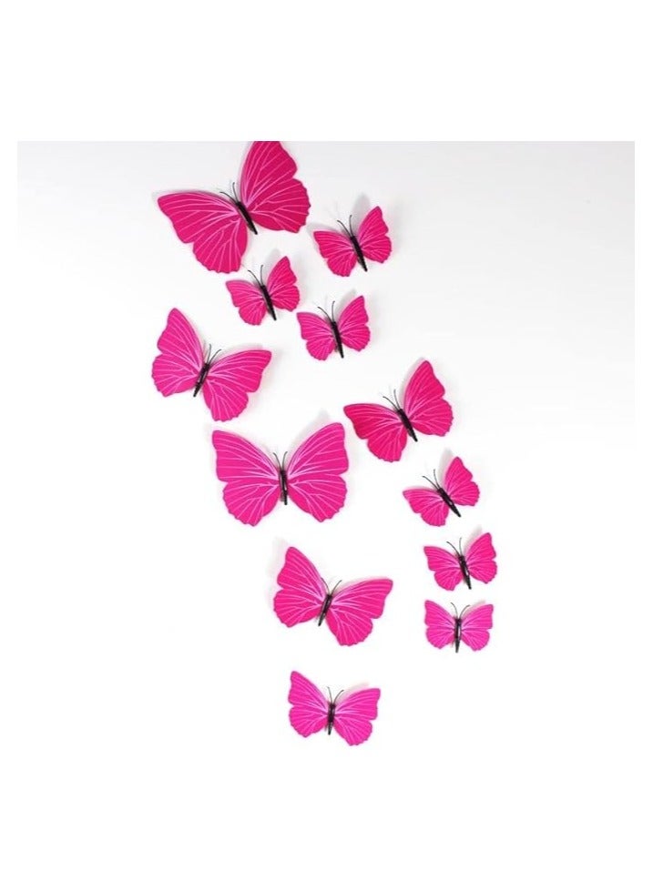Multicolor 3D Magnetic Butterfly Birthday Party Decoration Kit - Self Adhesive Dyed Art Decoration Kit for Living Room Bedroom Kitchen Office + Double Sided Tape (Set of 12) - Image 1