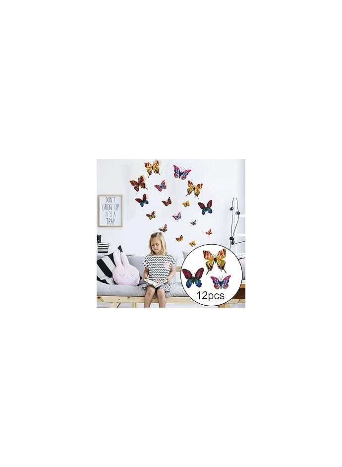Multicolor 3D Magnetic Butterfly Birthday Party Decoration Kit - Self Adhesive Dyed Art Decoration Kit for Living Room Bedroom Kitchen Office + Double Sided Tape (Set of 12) - Image 2
