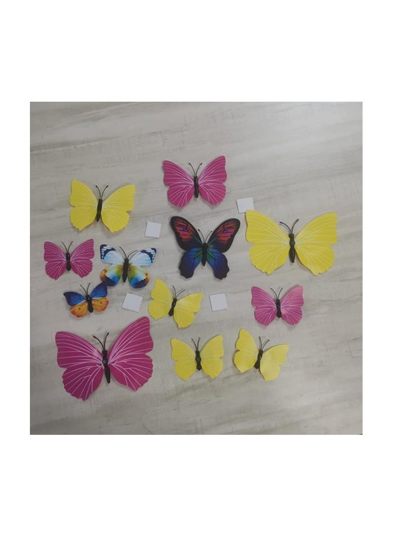 Multicolor 3D Magnetic Butterfly Birthday Party Decoration Kit - Self Adhesive Dyed Art Decoration Kit for Living Room Bedroom Kitchen Office + Double Sided Tape (Set of 12) - Image 4