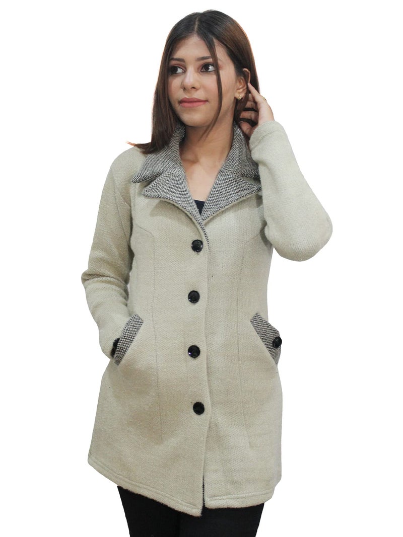 Matelco Womens Wool Standard Length Collared Coat Cardigan (IN, Alpha, 2XL, Sage Green) - Image 1