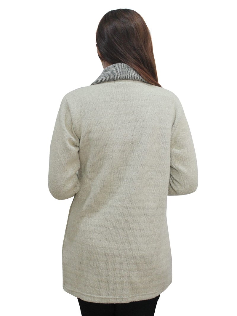 Matelco Womens Wool Standard Length Collared Coat Cardigan (IN, Alpha, 2XL, Sage Green) - Image 2