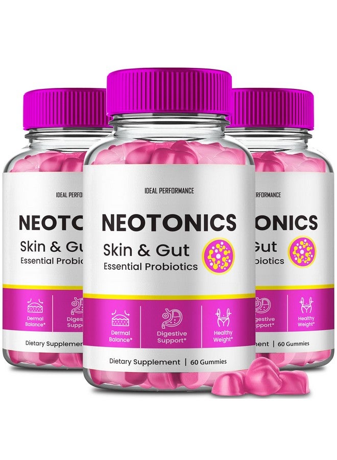 IDEAL PERFORMANCE Neotonics Skin and Gut Gummies, Neotonics Skin & Gut Health, Neotonics Gummies Glow Up Skin Supplement Neotonics Clear Skin Supplement - Skin Gummies For Smooth Skin Probiotic Gummies Reviews (3 Pack) - Image 1