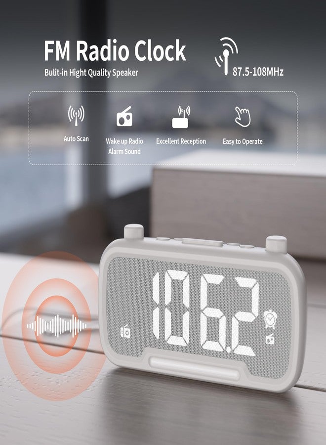 OnLyee Alarm Clock Bluetooth Speaker with FM Radio, High Fidelity Sound, Bedside Clock with 2 USB Chargers, Adjustable Dimmer, Night Light, Auto-off Timer, Ideal for Bedroom, Home Office and Dorm Room(White) - Image 5