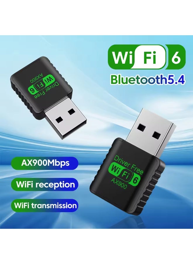 شيك فايب محول واي فاي لاسلكي USB بتقنية البلوتوث، Mini WiFi 6 وBluetooth 5.4 USB، يدعم سرعات تصل إلى 900 ميجابت في الثانية، محول لاسلكي USB لأجهزة الكمبيوتر المكتبية والكمبيوتر المحمول، يدعم أنظمة التشغيل Windows 11/10/7 - Image 1