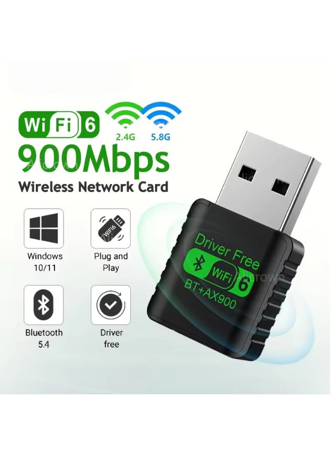 شيك فايب محول واي فاي لاسلكي USB بتقنية البلوتوث، Mini WiFi 6 وBluetooth 5.4 USB، يدعم سرعات تصل إلى 900 ميجابت في الثانية، محول لاسلكي USB لأجهزة الكمبيوتر المكتبية والكمبيوتر المحمول، يدعم أنظمة التشغيل Windows 11/10/7 - Image 2