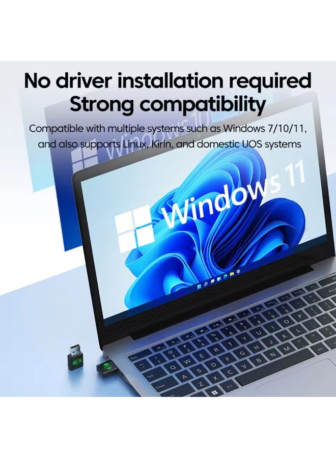 شيك فايب محول واي فاي لاسلكي USB بتقنية البلوتوث، Mini WiFi 6 وBluetooth 5.4 USB، يدعم سرعات تصل إلى 900 ميجابت في الثانية، محول لاسلكي USB لأجهزة الكمبيوتر المكتبية والكمبيوتر المحمول، يدعم أنظمة التشغيل Windows 11/10/7 - Image 4