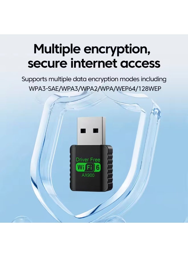 شيك فايب محول واي فاي لاسلكي USB بتقنية البلوتوث، Mini WiFi 6 وBluetooth 5.4 USB، يدعم سرعات تصل إلى 900 ميجابت في الثانية، محول لاسلكي USB لأجهزة الكمبيوتر المكتبية والكمبيوتر المحمول، يدعم أنظمة التشغيل Windows 11/10/7 - Image 3