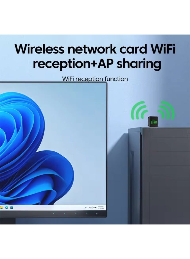 شيك فايب محول واي فاي لاسلكي USB بتقنية البلوتوث، Mini WiFi 6 وBluetooth 5.4 USB، يدعم سرعات تصل إلى 900 ميجابت في الثانية، محول لاسلكي USB لأجهزة الكمبيوتر المكتبية والكمبيوتر المحمول، يدعم أنظمة التشغيل Windows 11/10/7 - Image 5