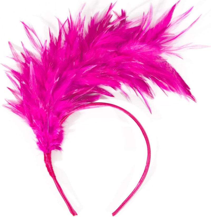 KICOFIT Feathers Headband Masquerade Headpiece for Women Halloween Christmas Party Favor Floral Fascinator Crown (Feather-rose, One size) - Image 1