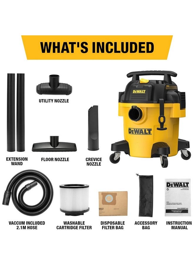 ديوالت مكنسة كهربائية أسطوانية للتنظيف الجاف والرطب 1050 واط أصفر وأسود 20 لتر DXV20P - Image 4